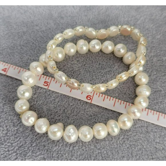 Freshwater Pearl Beaded Stretch Bracelet Lot - White and Cream Styles LI328 - Picture 2 of 8